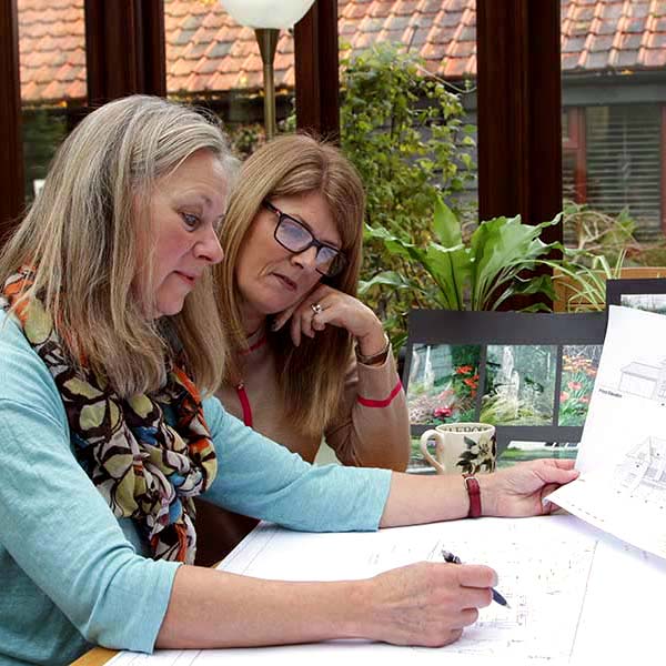 Garden Designer Katrina with a client